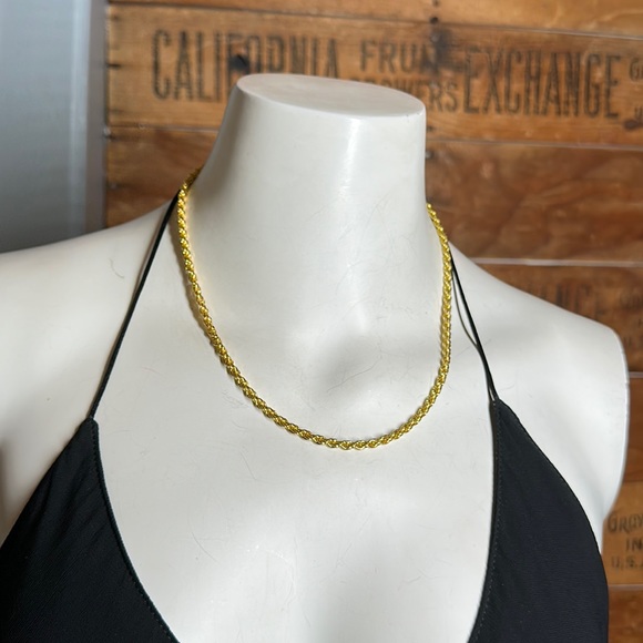 Vintage Jewelry Vintage Gold Tone Rope Chain Necklace Made In Korea